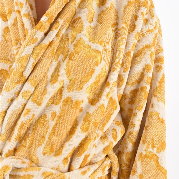 Roberto Cavalli terry bathrobe  shawl  collar Linx Gold Unisex size S/M - Picture 6 of 6
